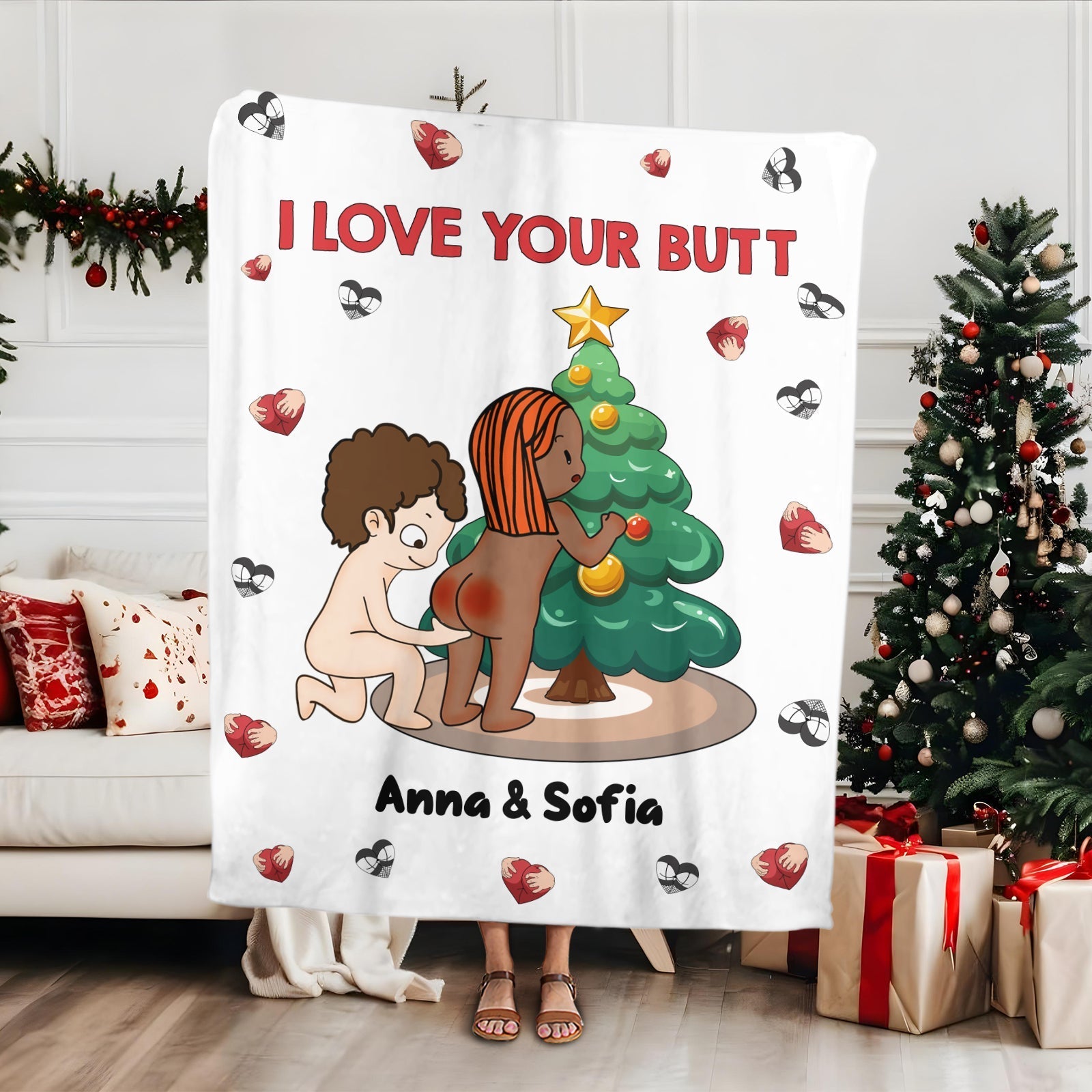 Couple - I Love You Your Butt - Personalized Blanket