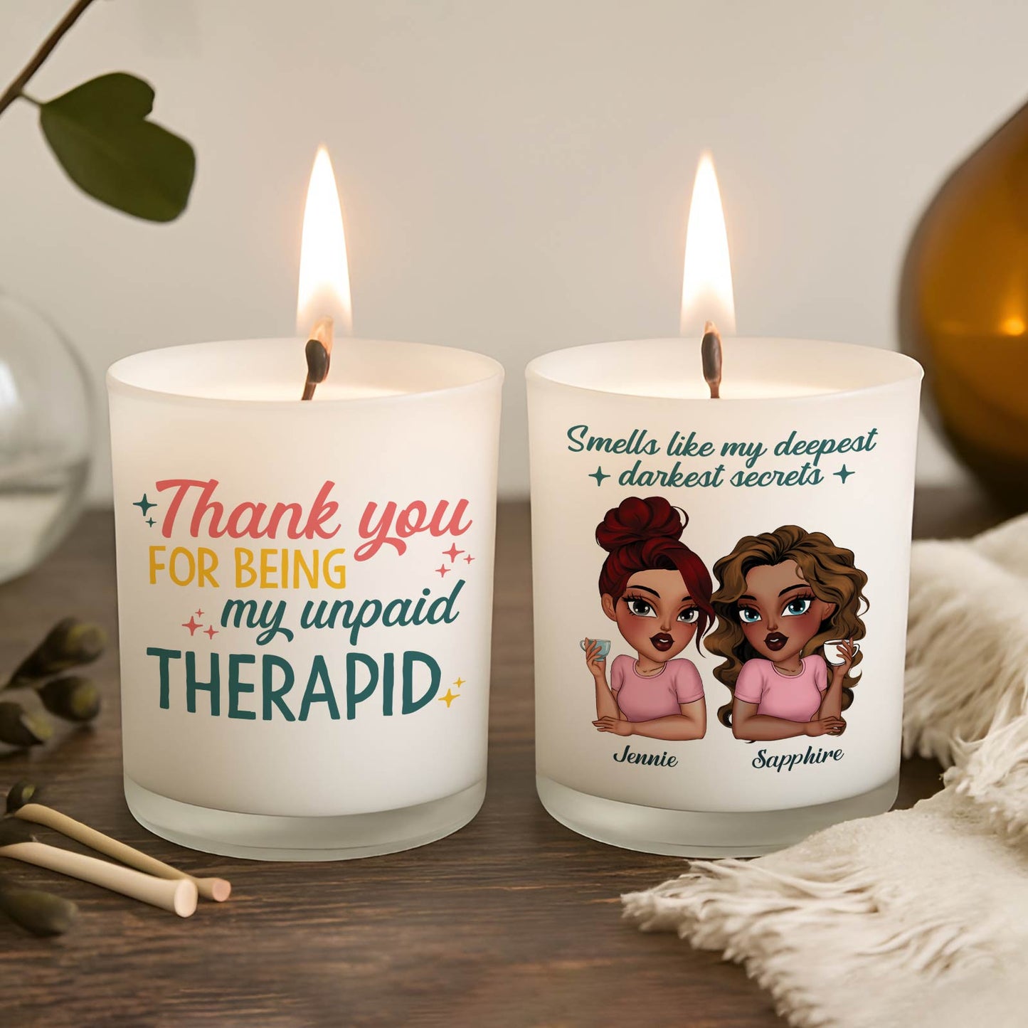 Bestie - Thank You For Being My Unpaid Therapid - Personalized Scented Candle