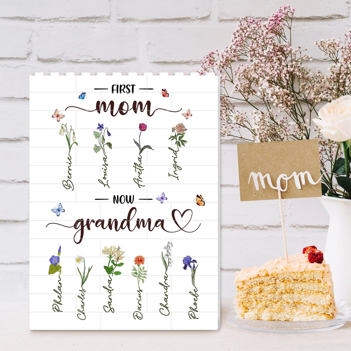 Family - First Mum Now Grammy - Personalized Flower Jigsaw Puzzles