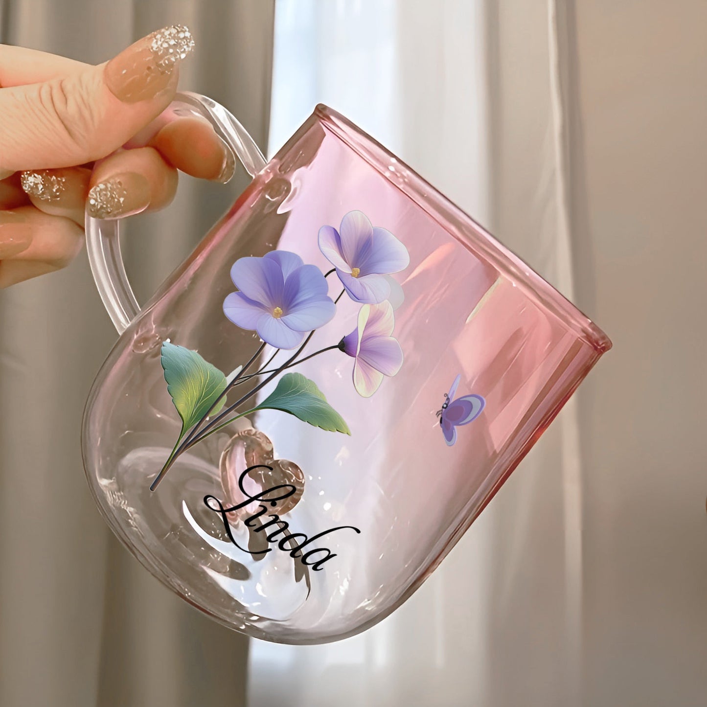 Bloom With Grace - Personalized Gradient Glass Mug