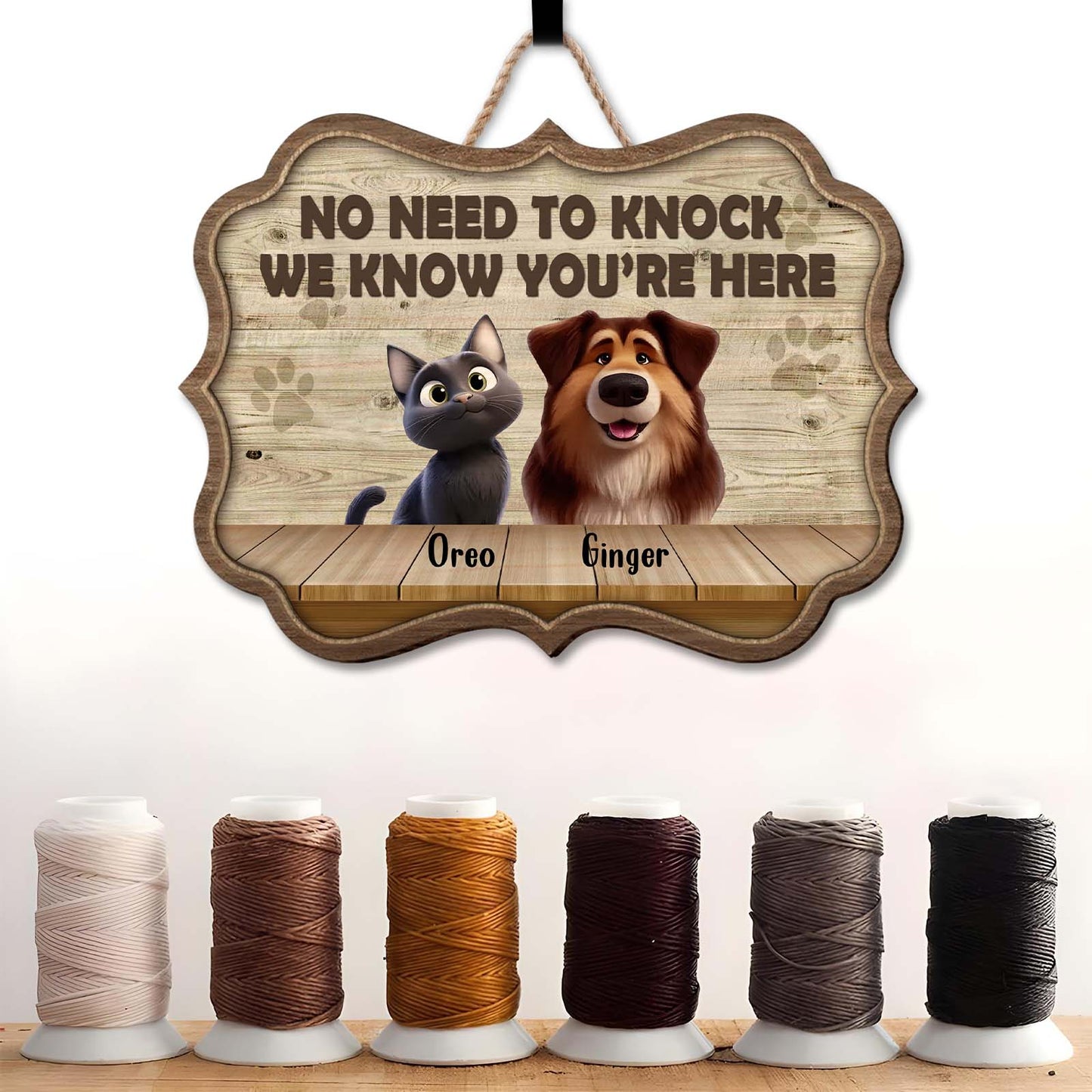Pet Lover - No Need To Knock - Personalized Wooden Door Sign