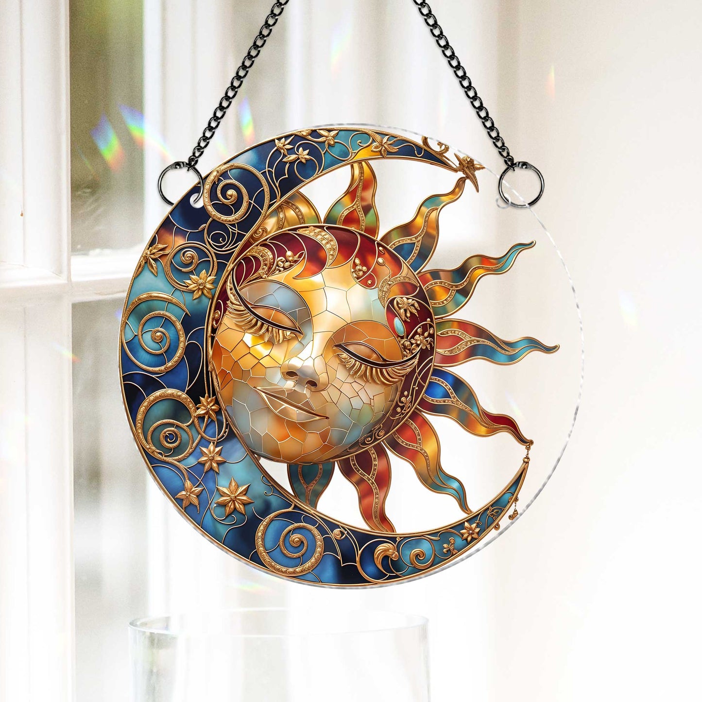 Moon & Sun Acrylic Hanging Decor - Personalized Suncatcher Ornament