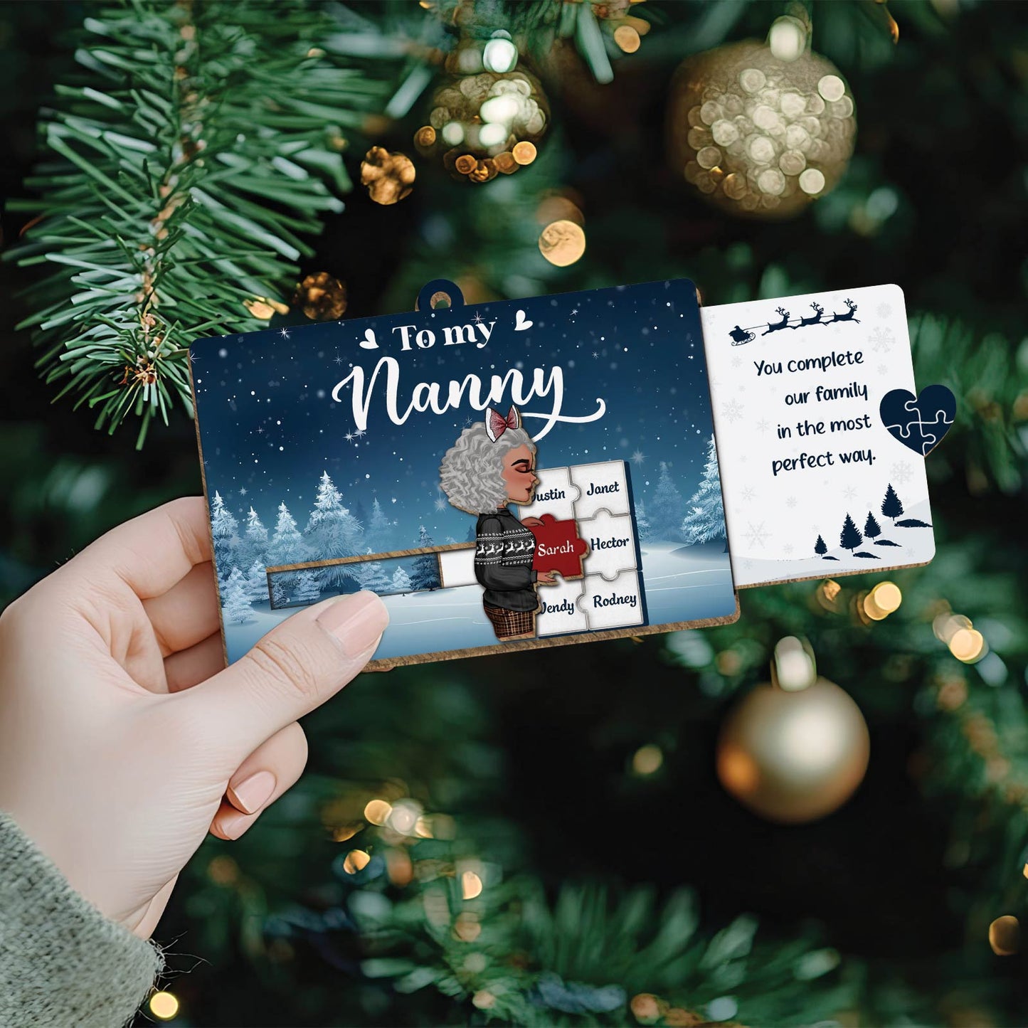 Family - You Complete Our Family In The Most Perfect Way - Personalized Wooden Slider Card