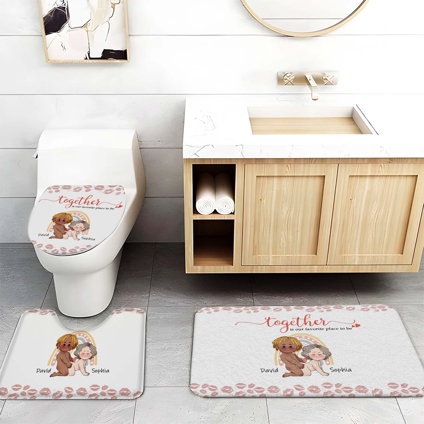 Couple - Together Is Our Favorite Place To Be - Personalized Bathroom Curtain & Mats Set
