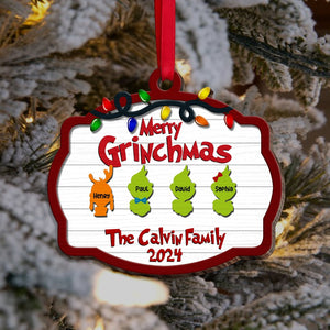 Family - Merry Grinchmas - Personalized Wood Ornament