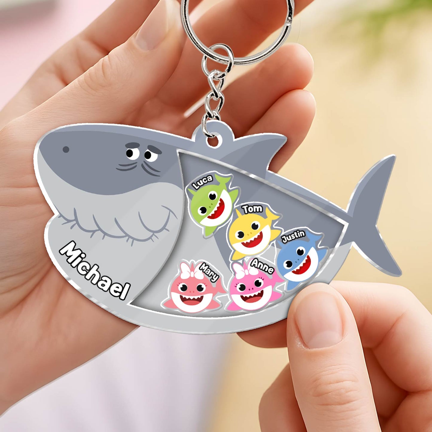 Father - Daddy/ Grandpa Shark - Personalized Acrylic Shaking Keychain