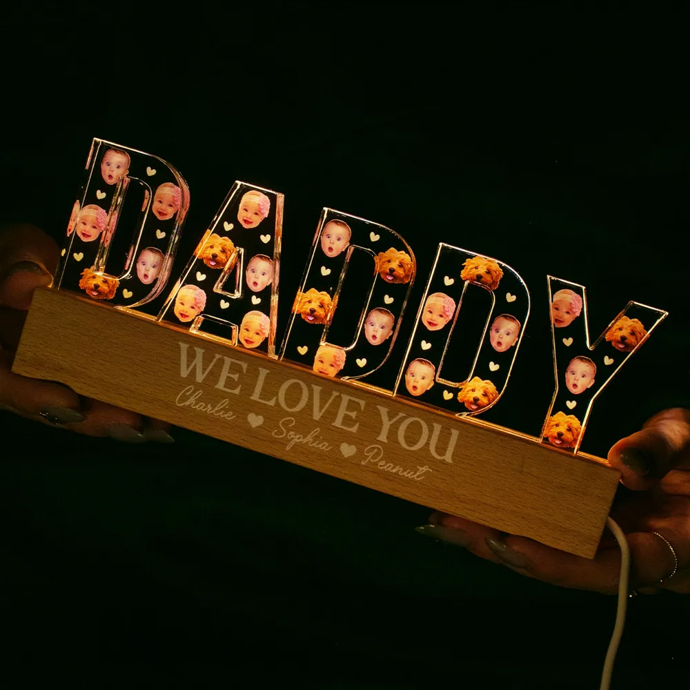 Father - Daddy We Love You - Personalized Photo LED Night Light