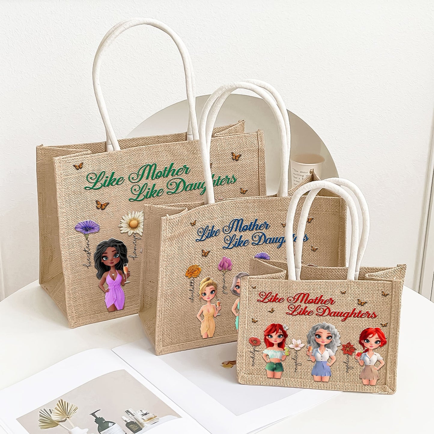 Mother - Like Mother Like Daughter - Personalized Jute Tote Bag