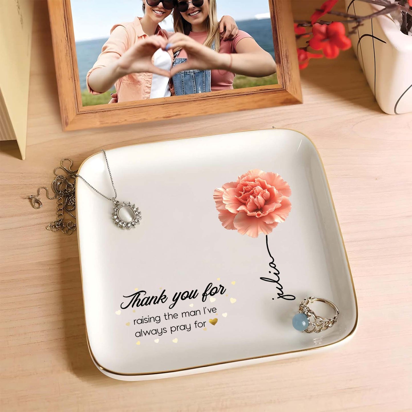 Family - Thank You For Raising The Man I've Pray For - Personalized Ring Dish