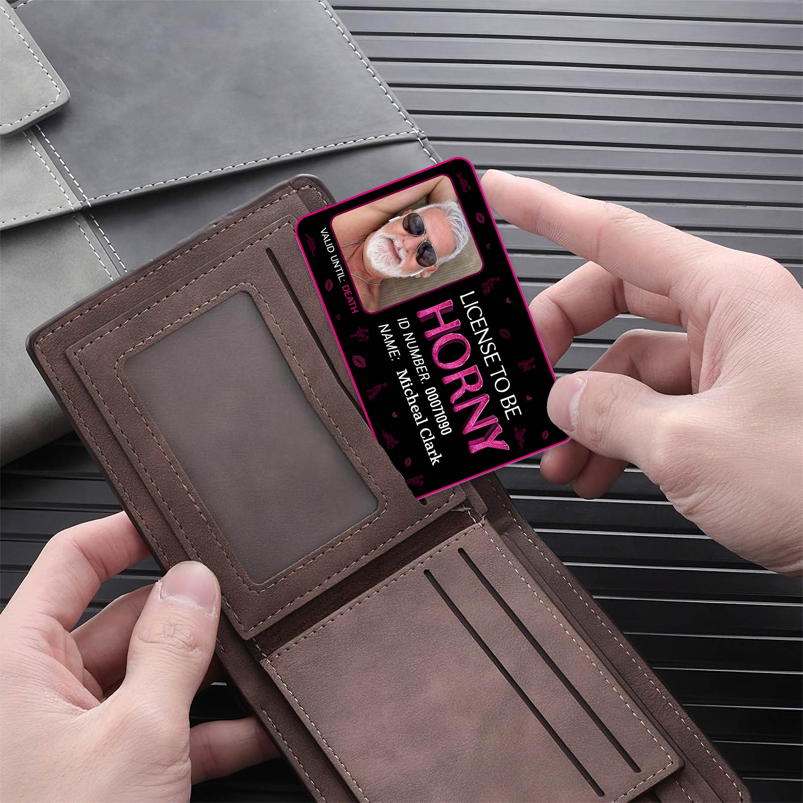 License To Be Horny - Personalized Photo Wallet Card