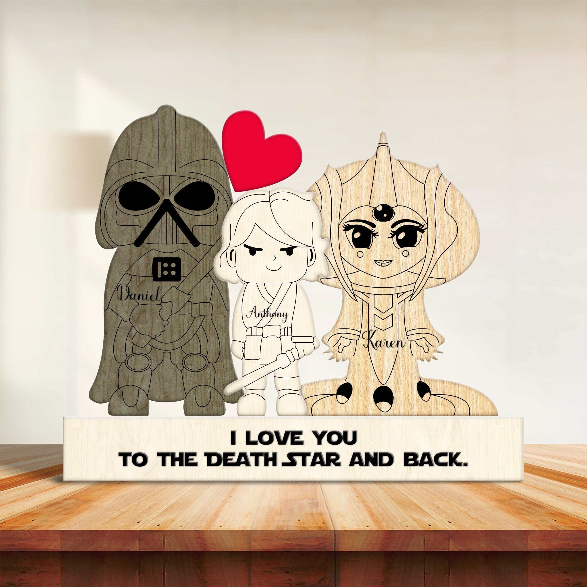 I Love You To The Death Star And Back - Personalized Wooden Puzzle - Gift For Star Wars Fan