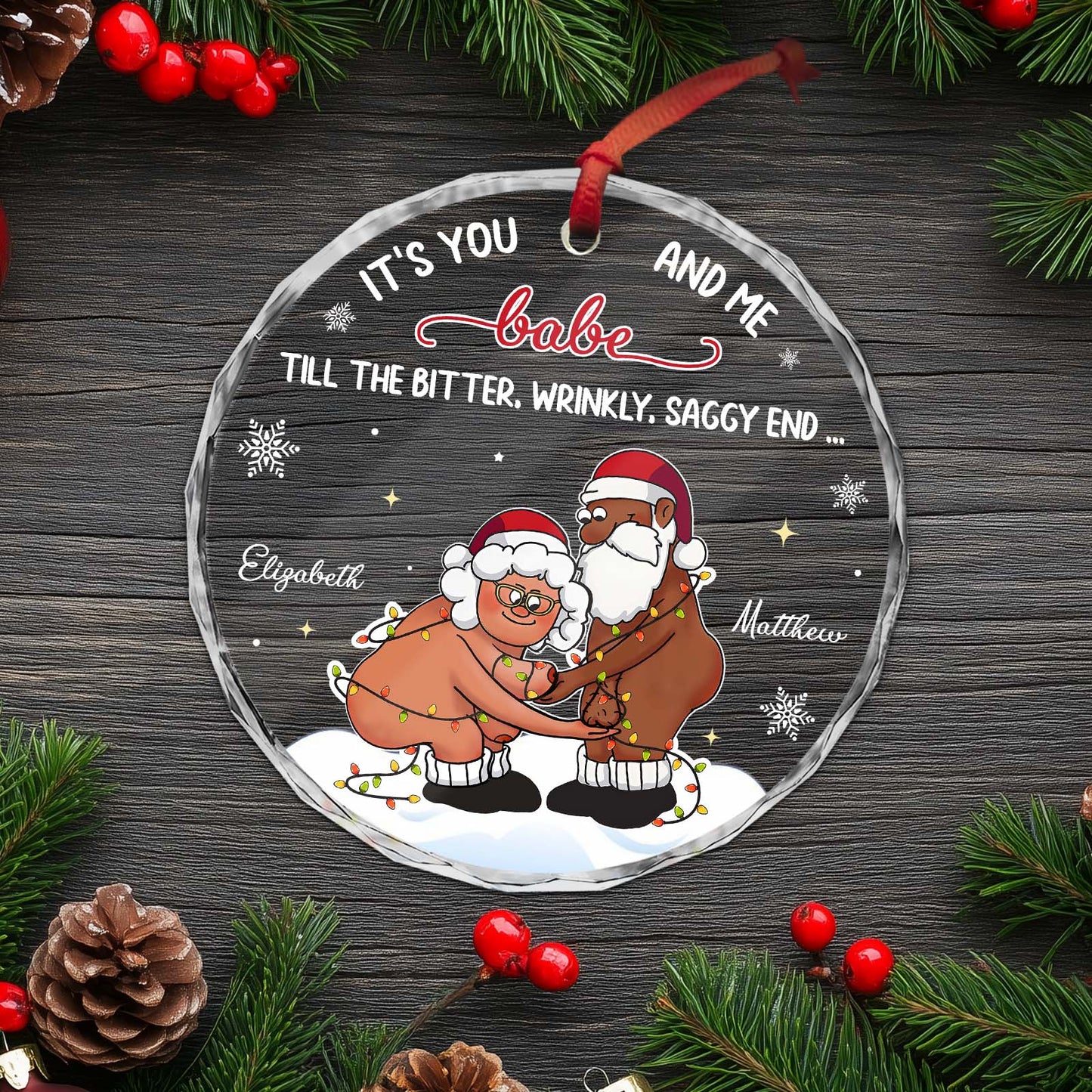 IT'S YOU AND ME - Personalized Christmas Glass Ornament For Couples
