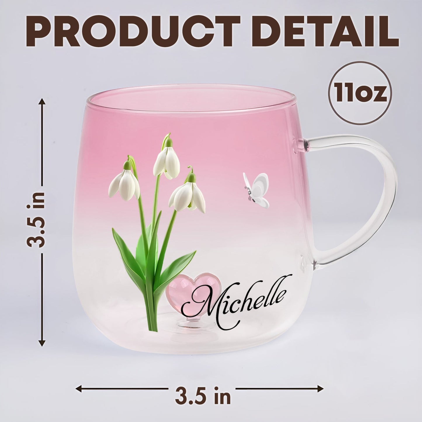 Bloom With Grace - Personalized Gradient Glass Mug