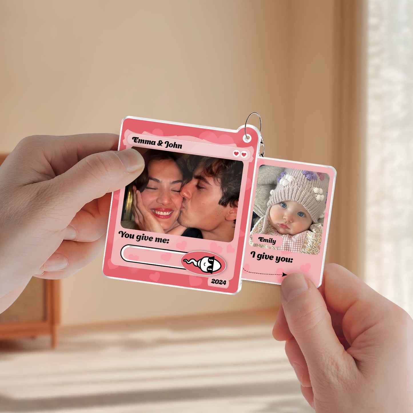 Couple - You Give Me, I Give You - Personalized Photo Acrylic Slider Keychain