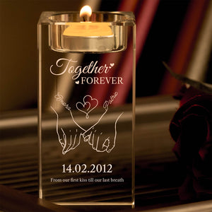 Couple - Together Forever - Personalized Crystal Candle Holder
