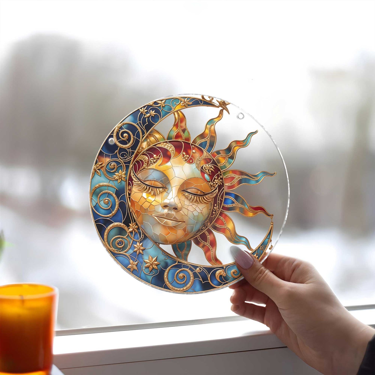 Moon & Sun Acrylic Hanging Decor - Personalized Suncatcher Ornament