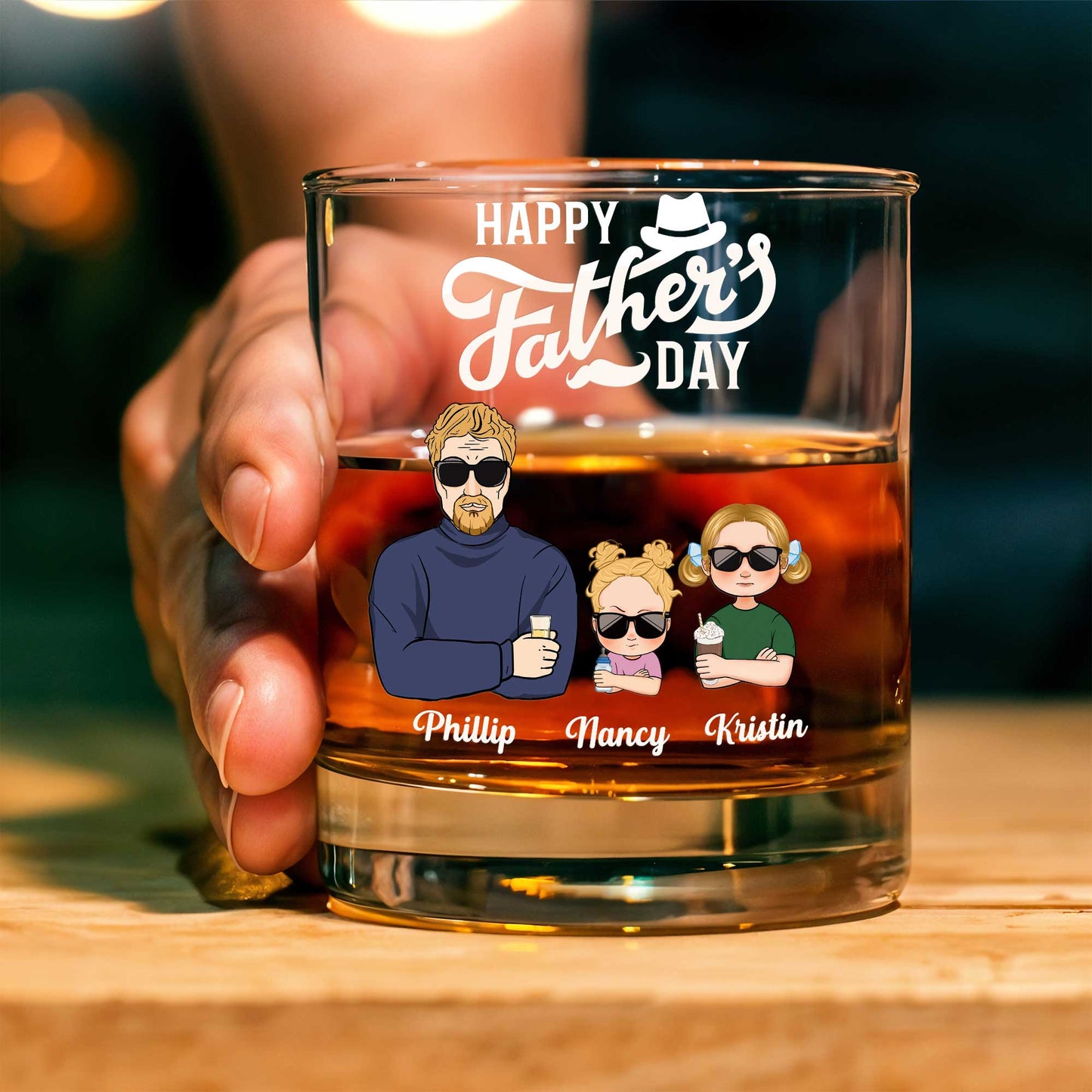 Family - Happy Father's Day - Personalized Mood Meter Whisky Glass