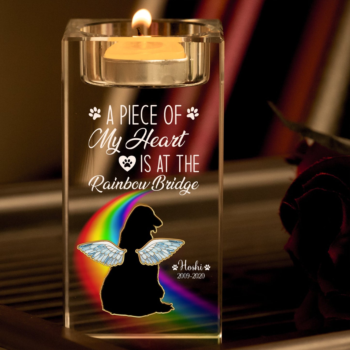Pet Lover - A Piece Of My Heart - Personalized Crystal Candle Holder