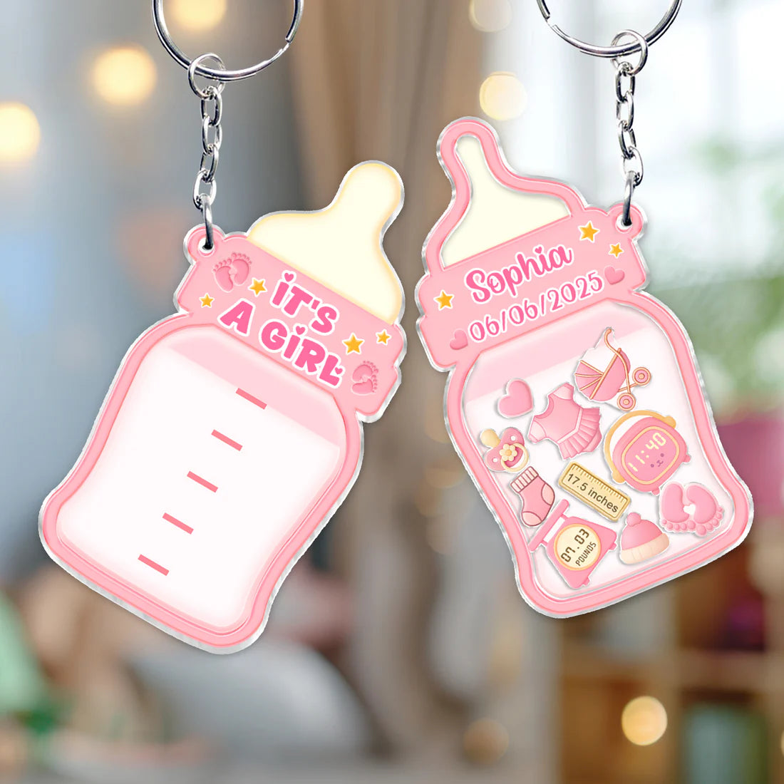 Family - It's A Girl/Boy - Personalized Shaking Keychain