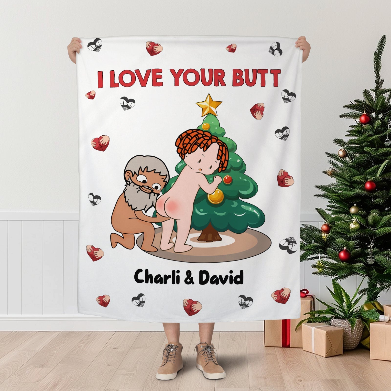 Couple - I Love You Your Butt - Personalized Blanket