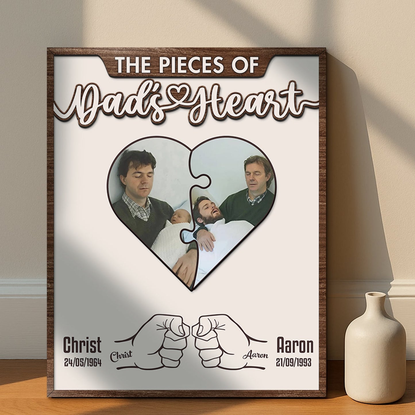Father – The Pieces of Dad’s Heart – Personalized 2-Layer Wooden Sign