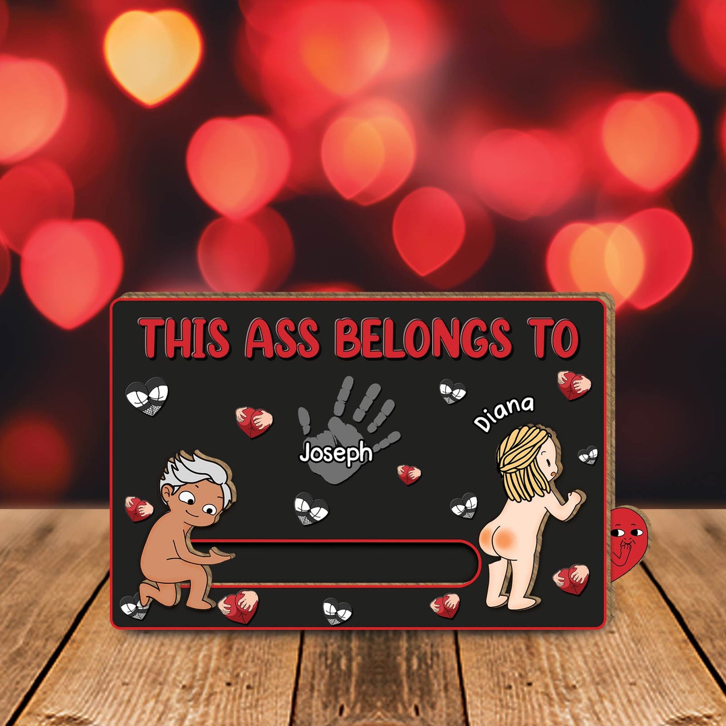 Couple - This Ass Belongs To - Personalized Wooden Slider Card