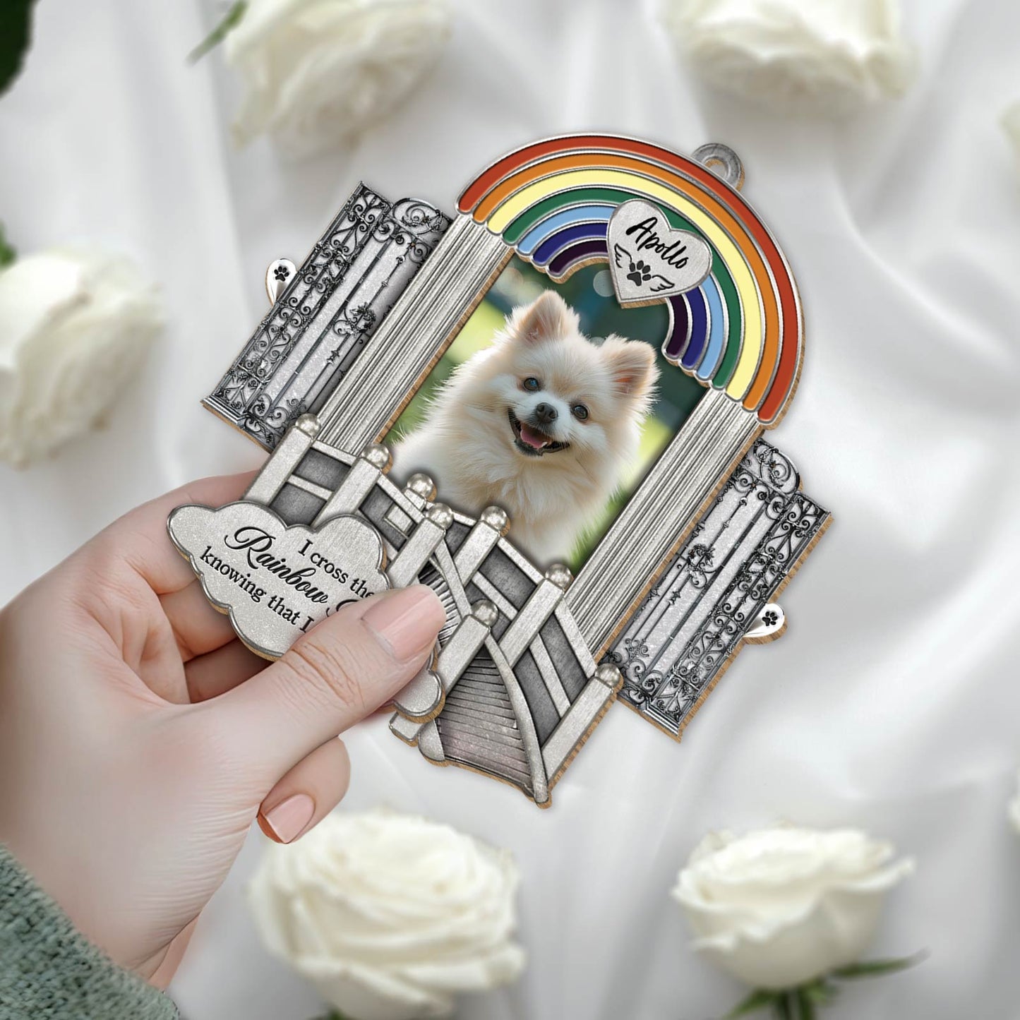 Pet Lover - Pet Memorial Rainbow Bridge - Personalized Wooden Slider Card