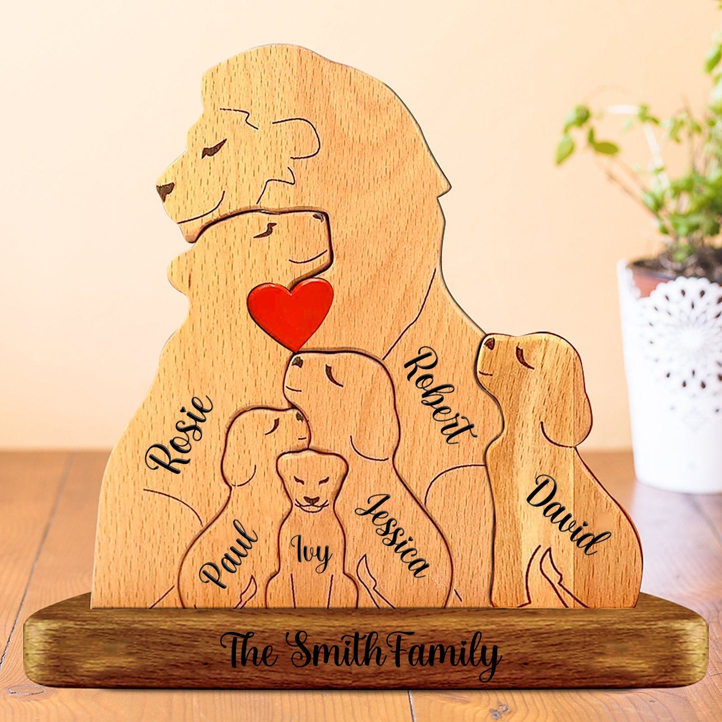 Family - Happy Valentine's Day - Personalized Wooden Puzzle