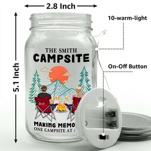 Couple - Husband & Wife Camping Partners For Life - Personalized Jar Night Light