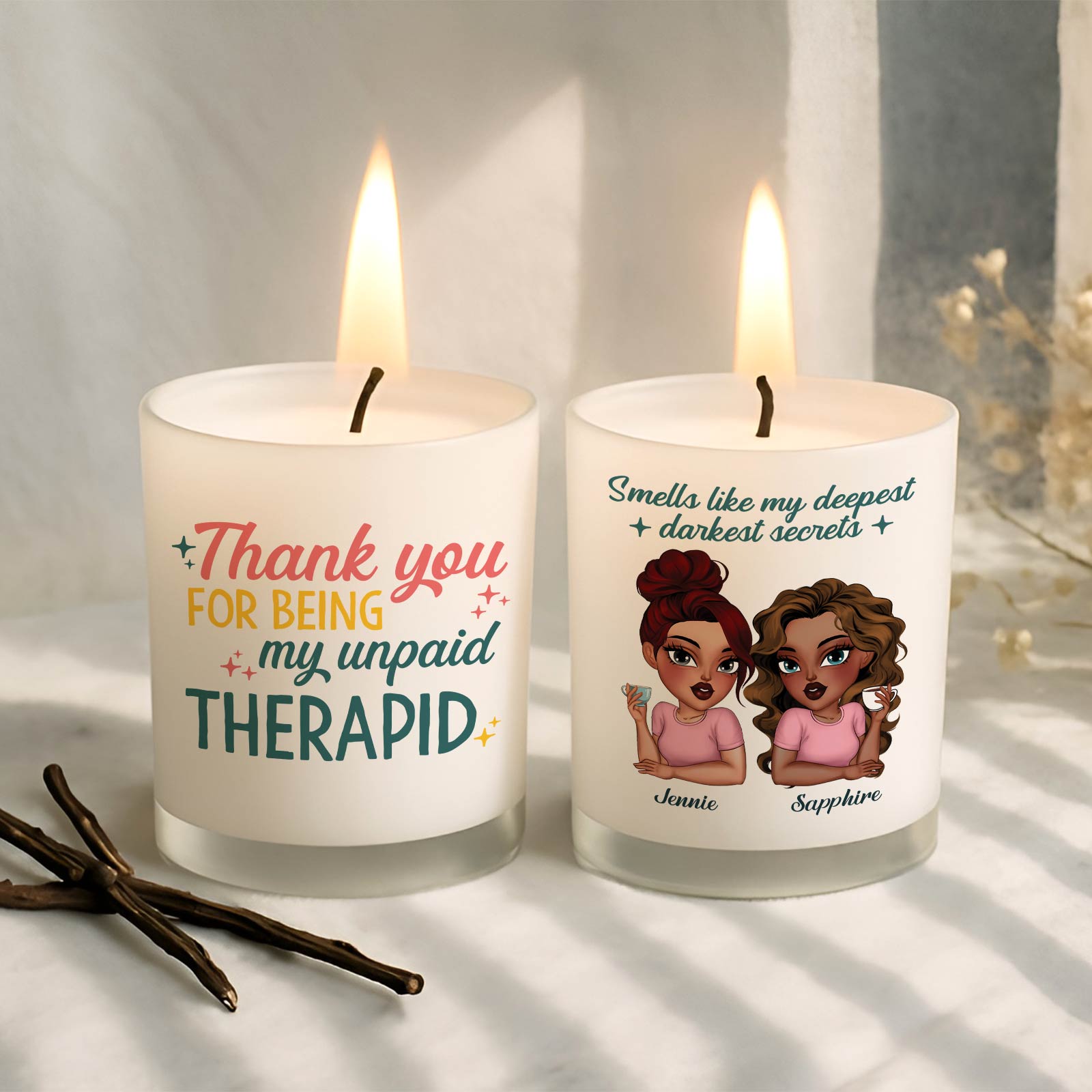 Bestie - Thank You For Being My Unpaid Therapid - Personalized Scented Candle
