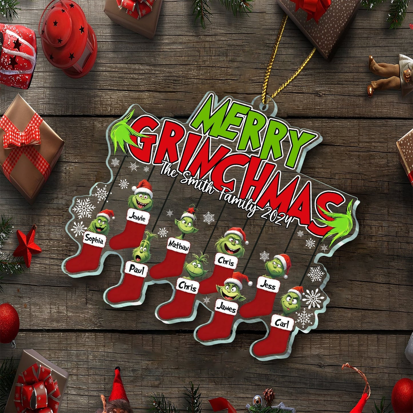 Family - Merry Monster Family - Personalized Acrylic Ornament