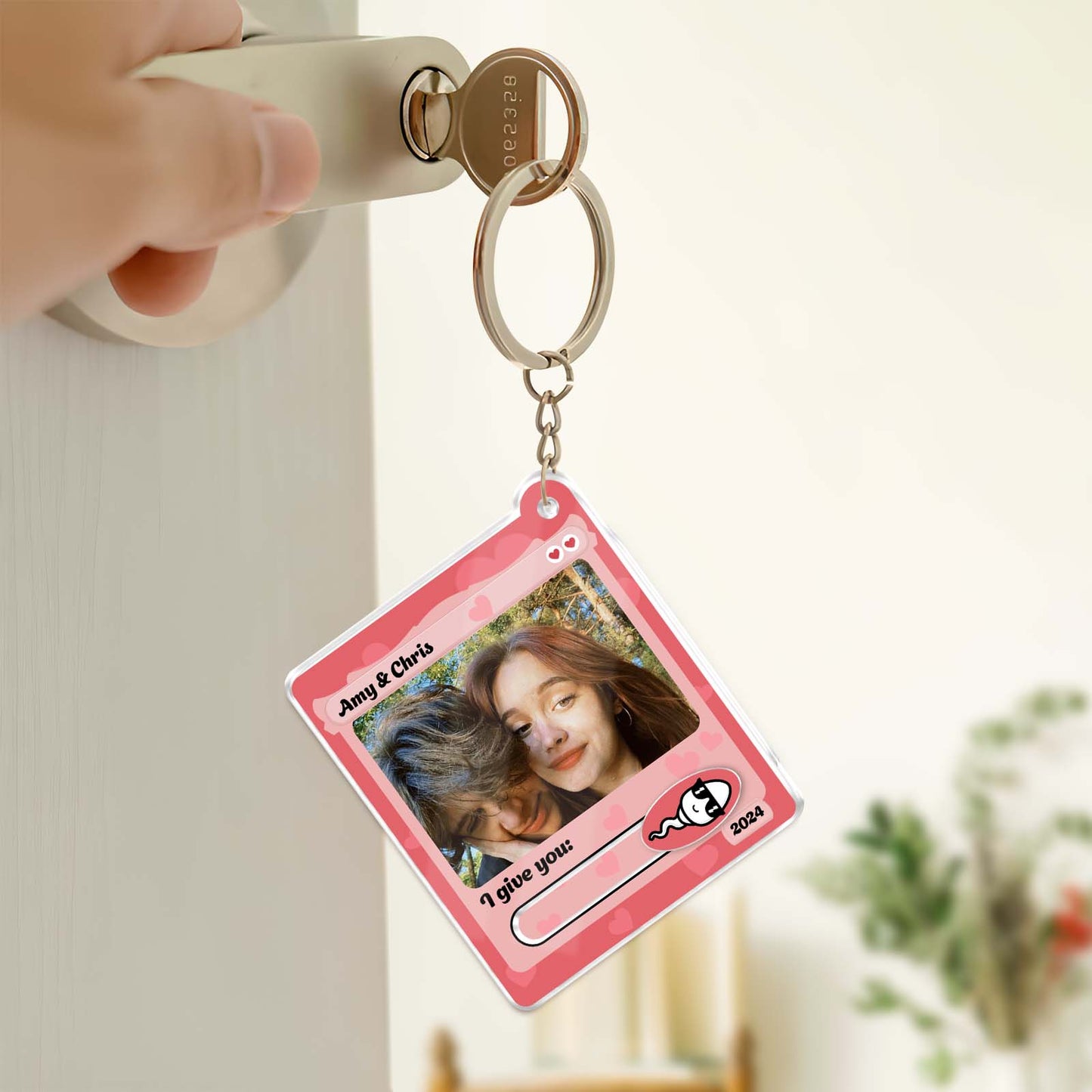 Couple - You Give Me, I Give You - Personalized Photo Acrylic Slider Keychain