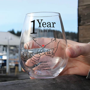 Couple - 1 Year - Personalized Anniversary Wine Glass