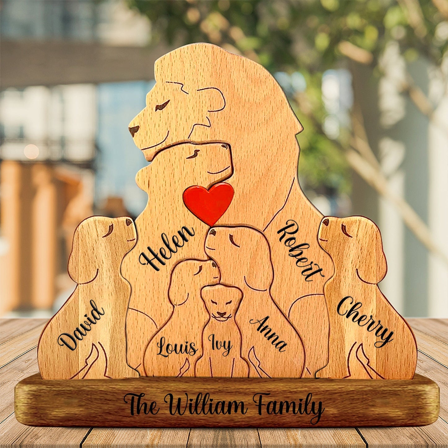 Family - Happy Valentine's Day - Personalized Wooden Puzzle