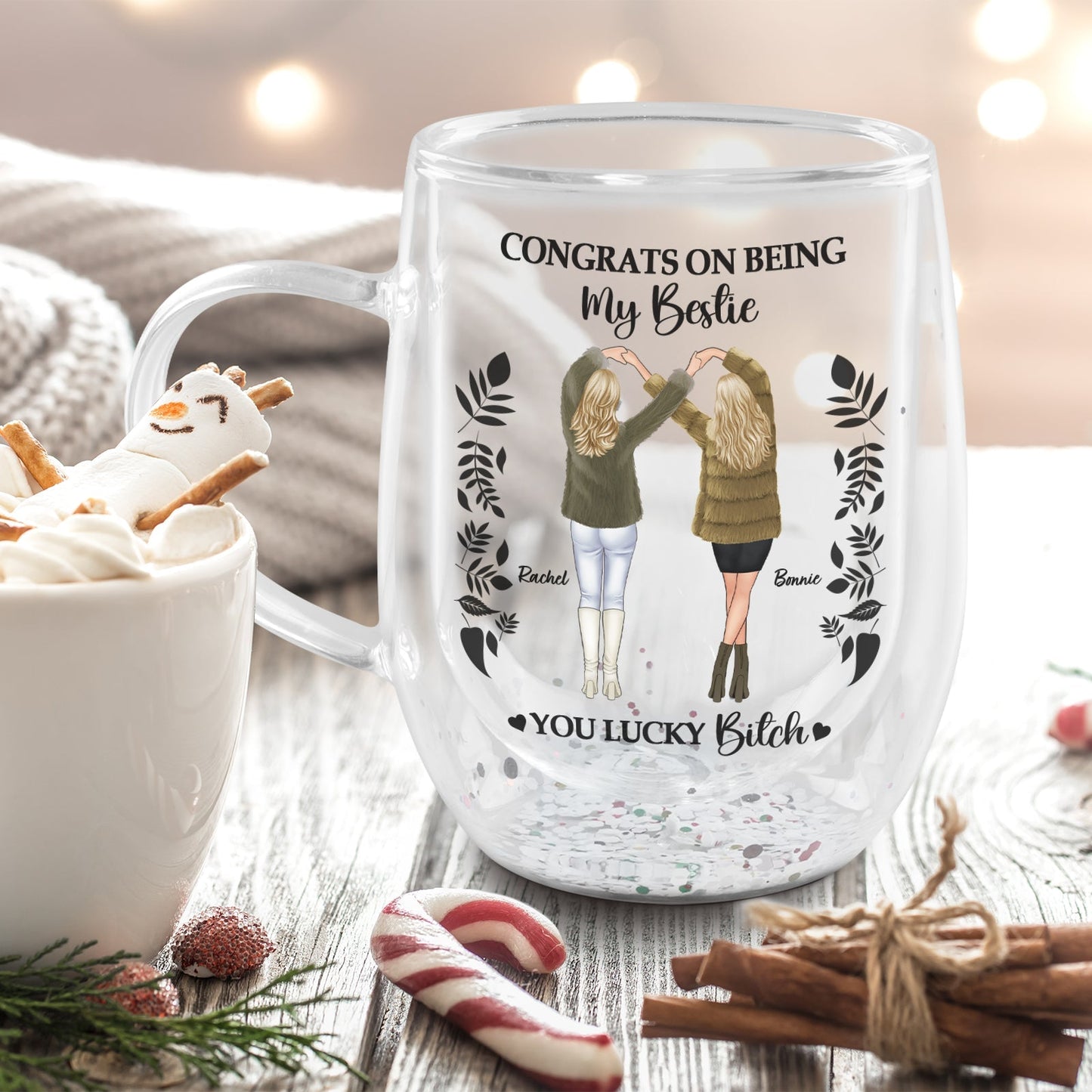 Bestie - It Takes A Long Time To Grow An Old Friend - Personalized Double Walled Glass Mug