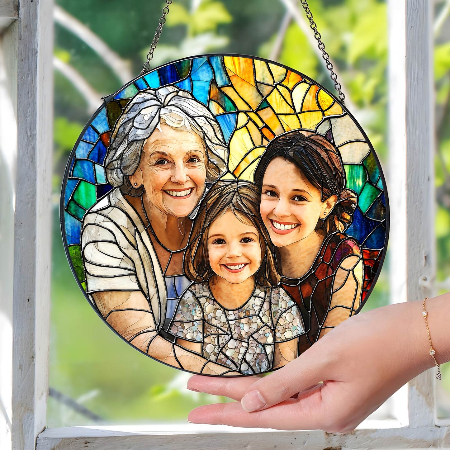 Custom Photo Family - Personalized Window Hanging Suncatcher Ornament