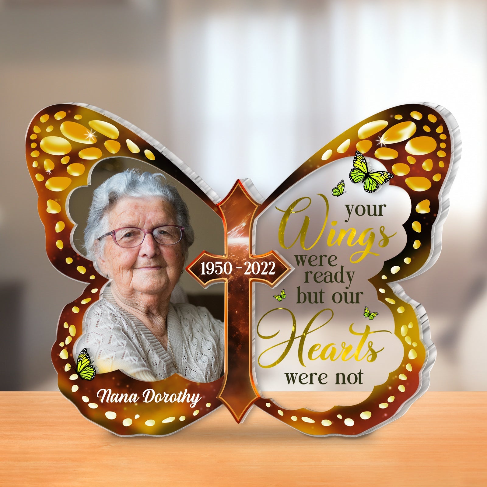 Family - Your Wings Were Ready But My Heart Was Not - Personalized 2 Layers Acrylic Plaque