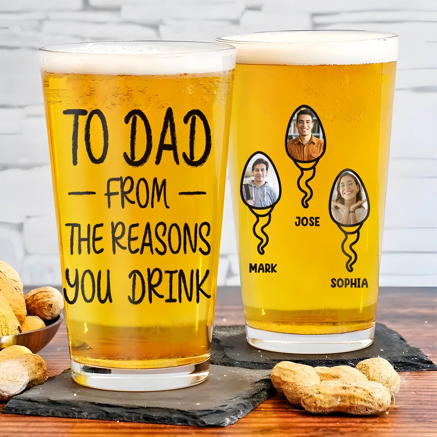 Father - To Dad From The Reason You Drink - Personalized Beer Glass