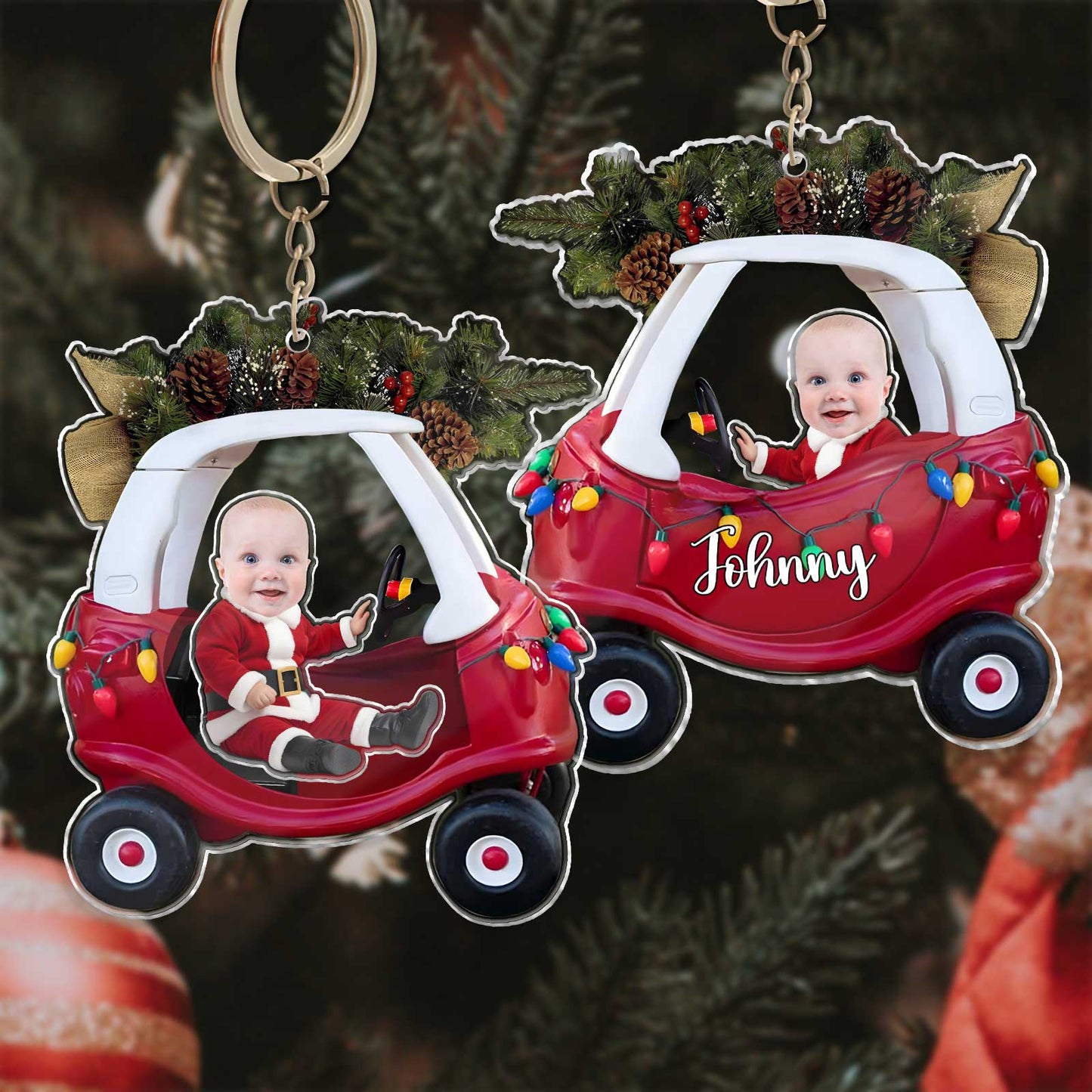 Family - Adorable Newborn Baby - Personalized Custom Photo Shaking Keychain