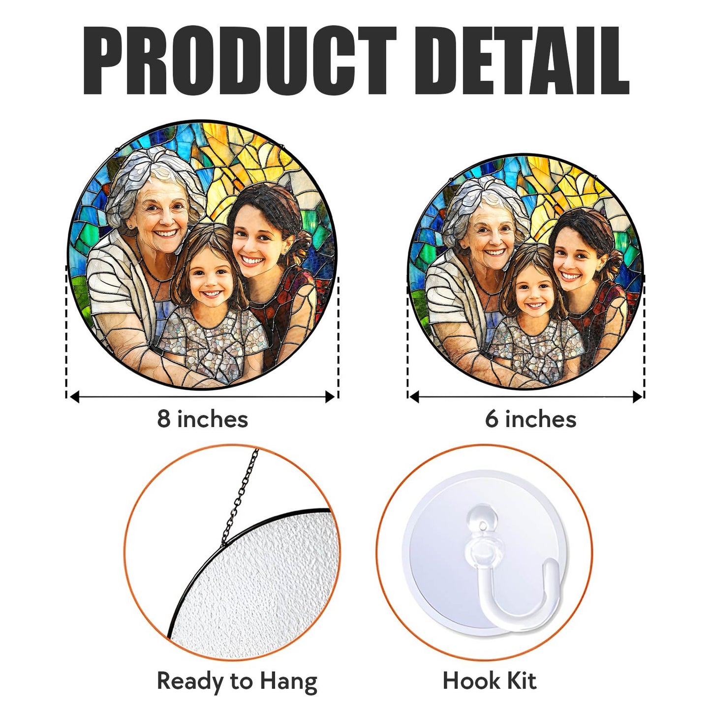 Custom Photo Family - Personalized Window Hanging Suncatcher Ornament