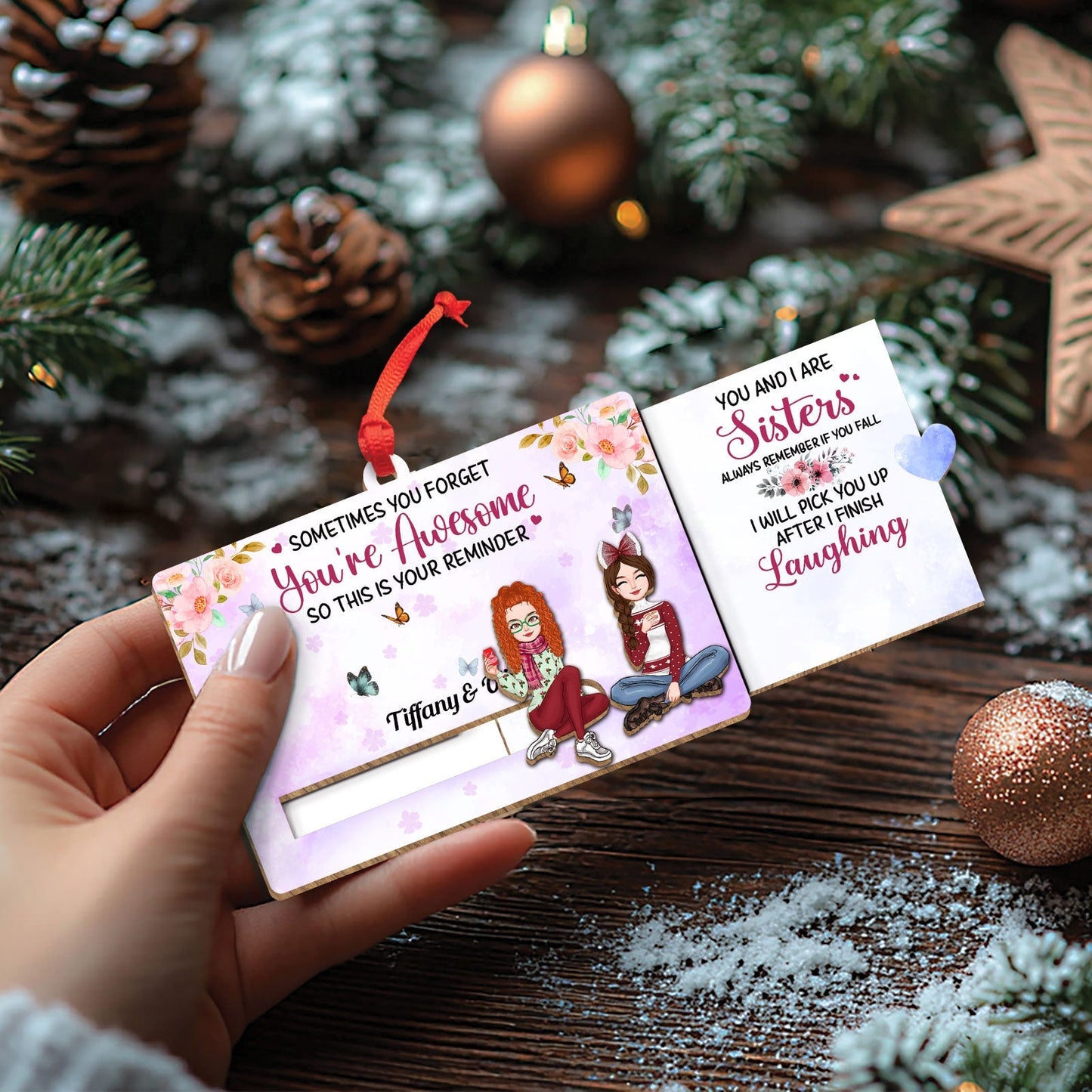 Besties - Life Is Better With My Sister - Personalized Wooden Slider Card