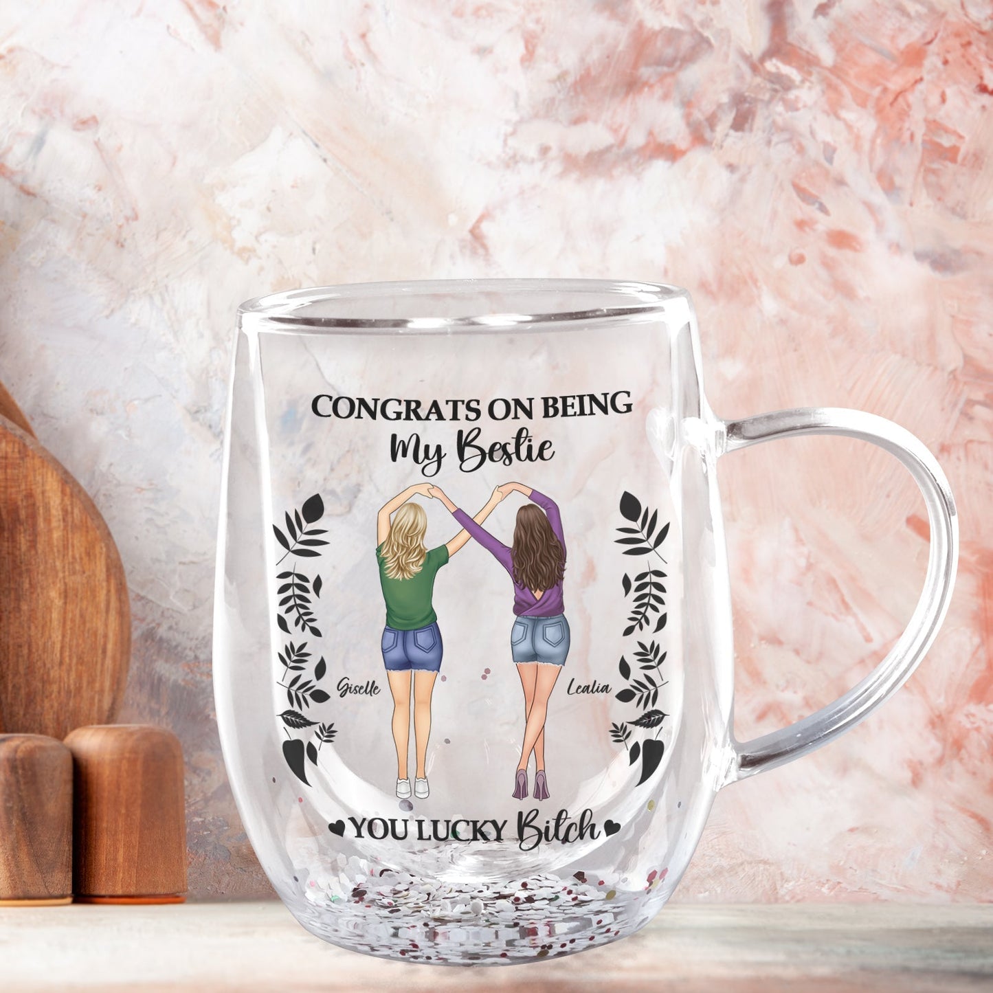 Bestie - It Takes A Long Time To Grow An Old Friend - Personalized Double Walled Glass Mug