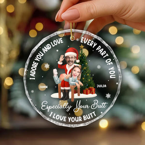 Personalized Couples Christmas Glass Ornament - Funny Custom Gift For Him Or Her