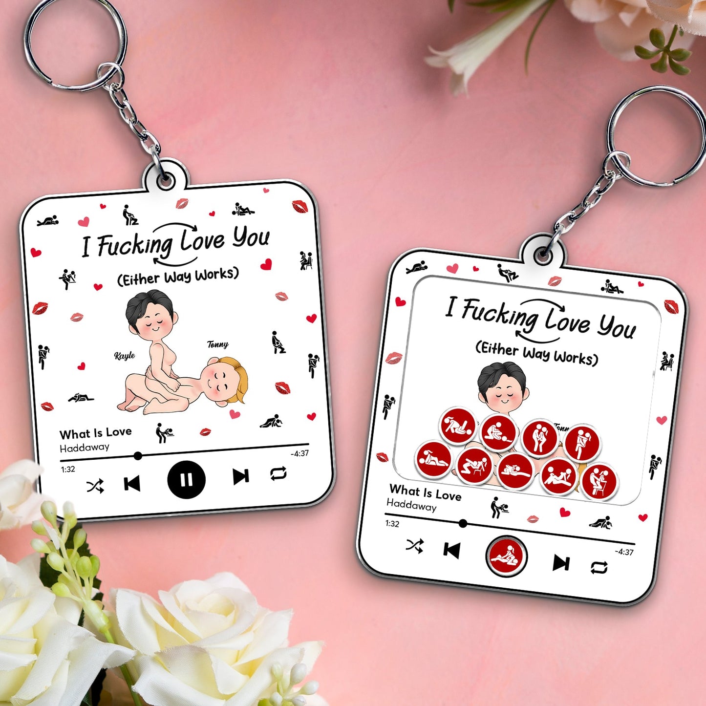 Music Couple - I F*cking Love You - Personalized Shaking Keychain