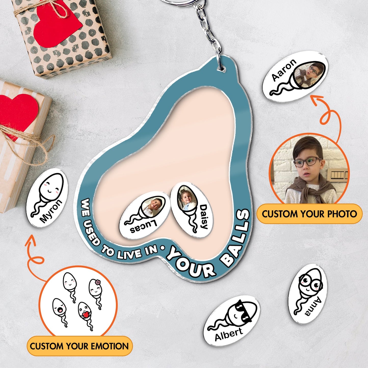 Father - We Used To Live In Your Balls - Personalized Acrylic Shaking Keychain (Ver 2)
