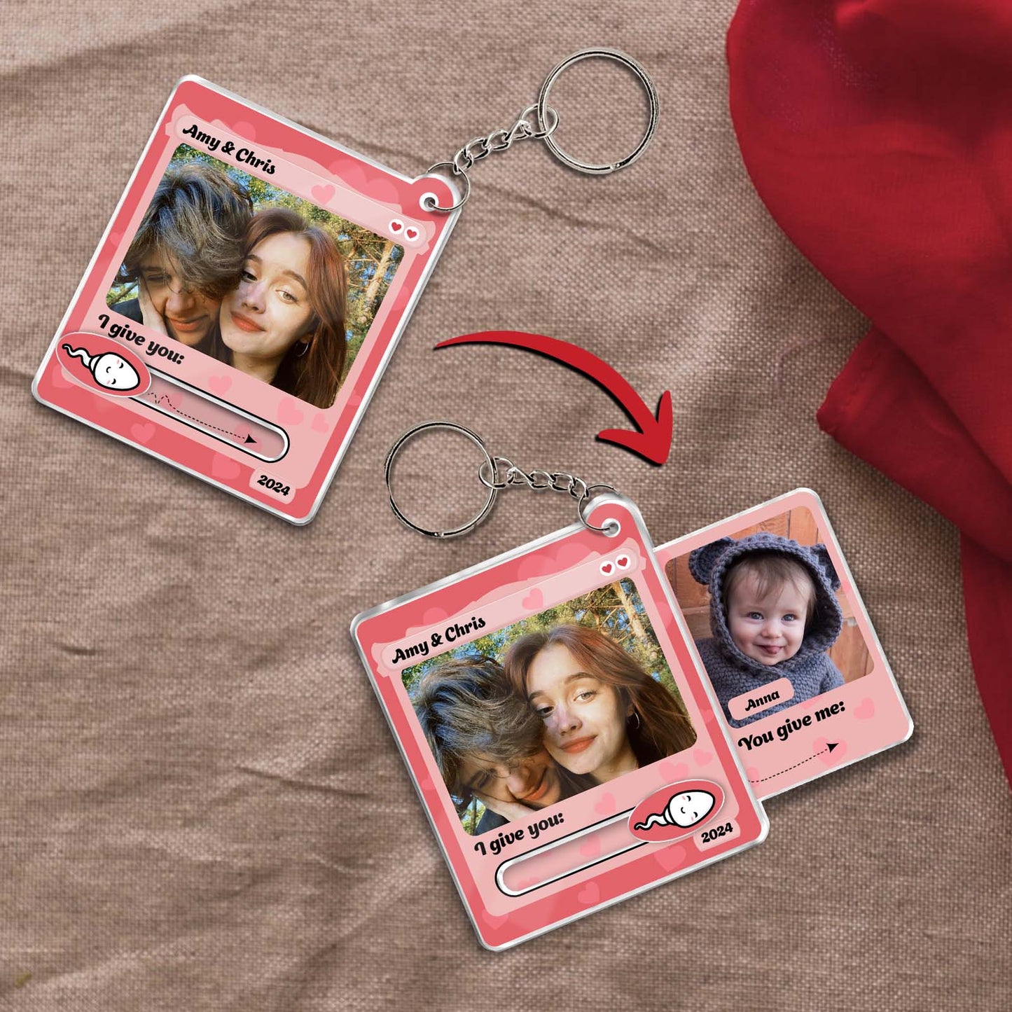 Couple - You Give Me, I Give You - Personalized Photo Acrylic Slider Keychain