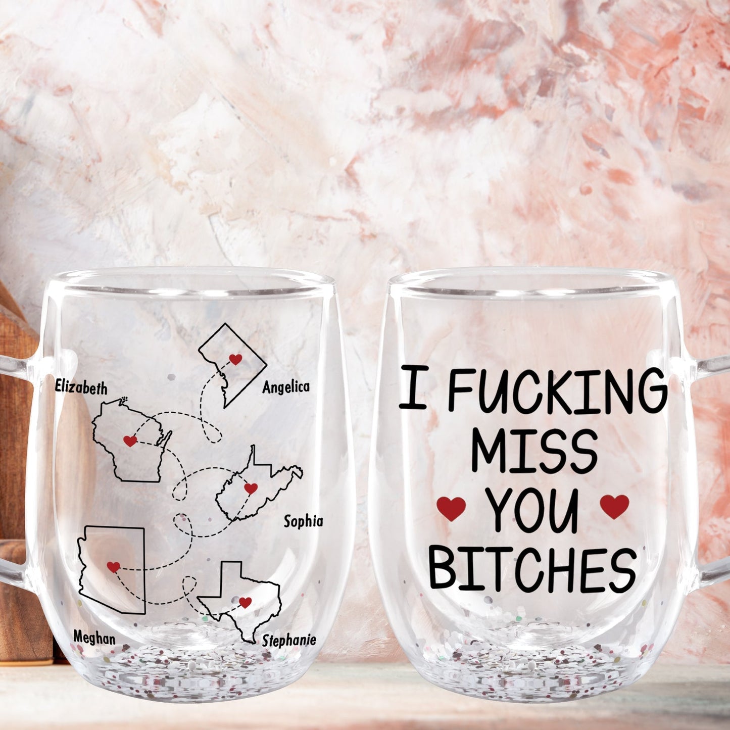 Bestie - I Fucking Miss You Bitch - Gift For Besties - Personalized Double Walled Glass Mug