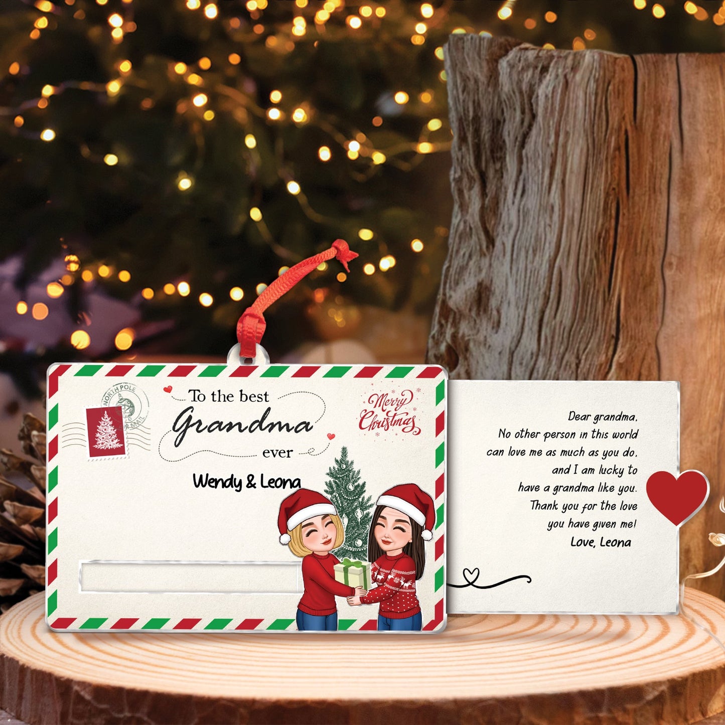 Family - To The Best Grandma Ever - Personalized Acrylic Slider Card Ornament