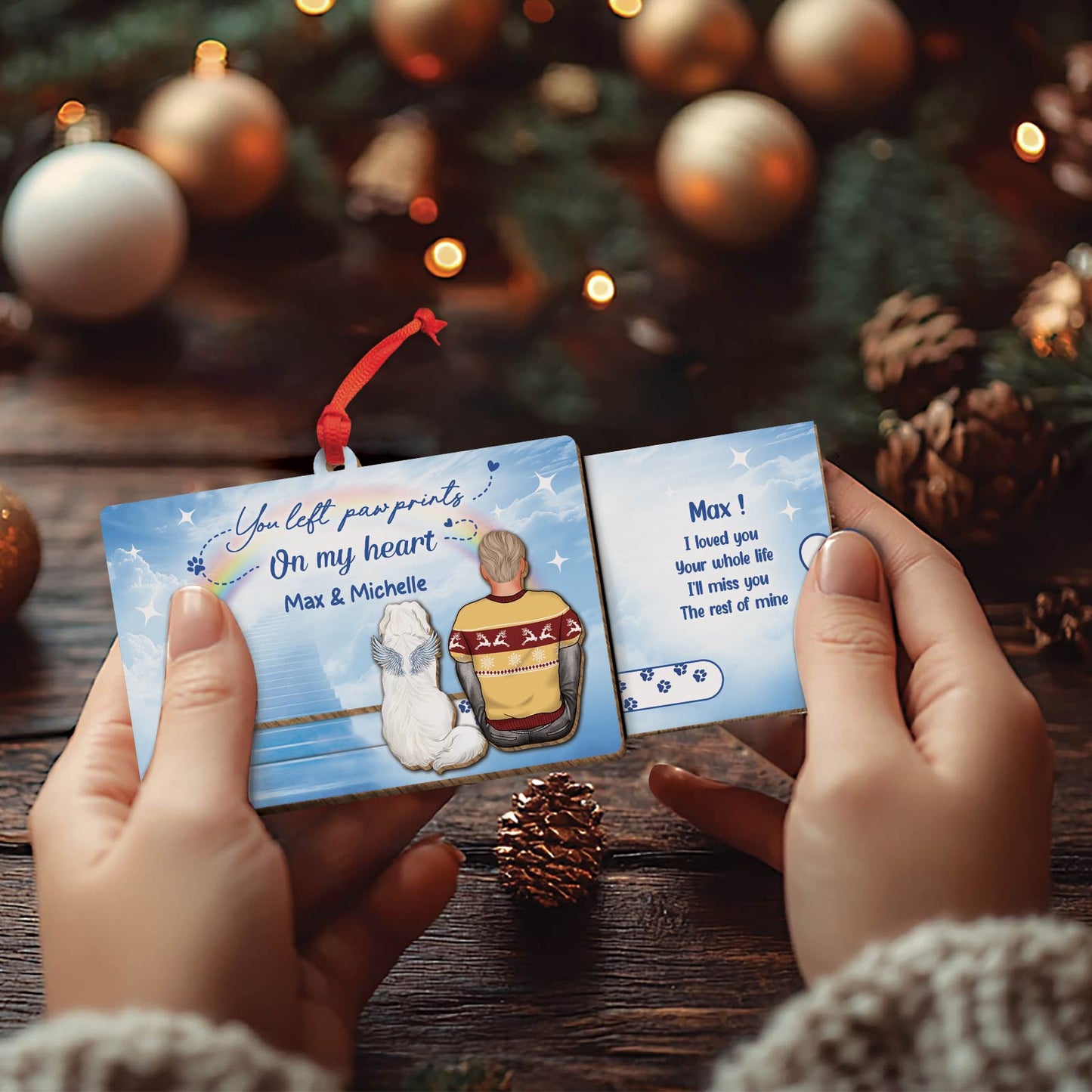 Pet Lover - You Left Pawprints On My Heart - Personalized Pet & You Wooden Slider Card