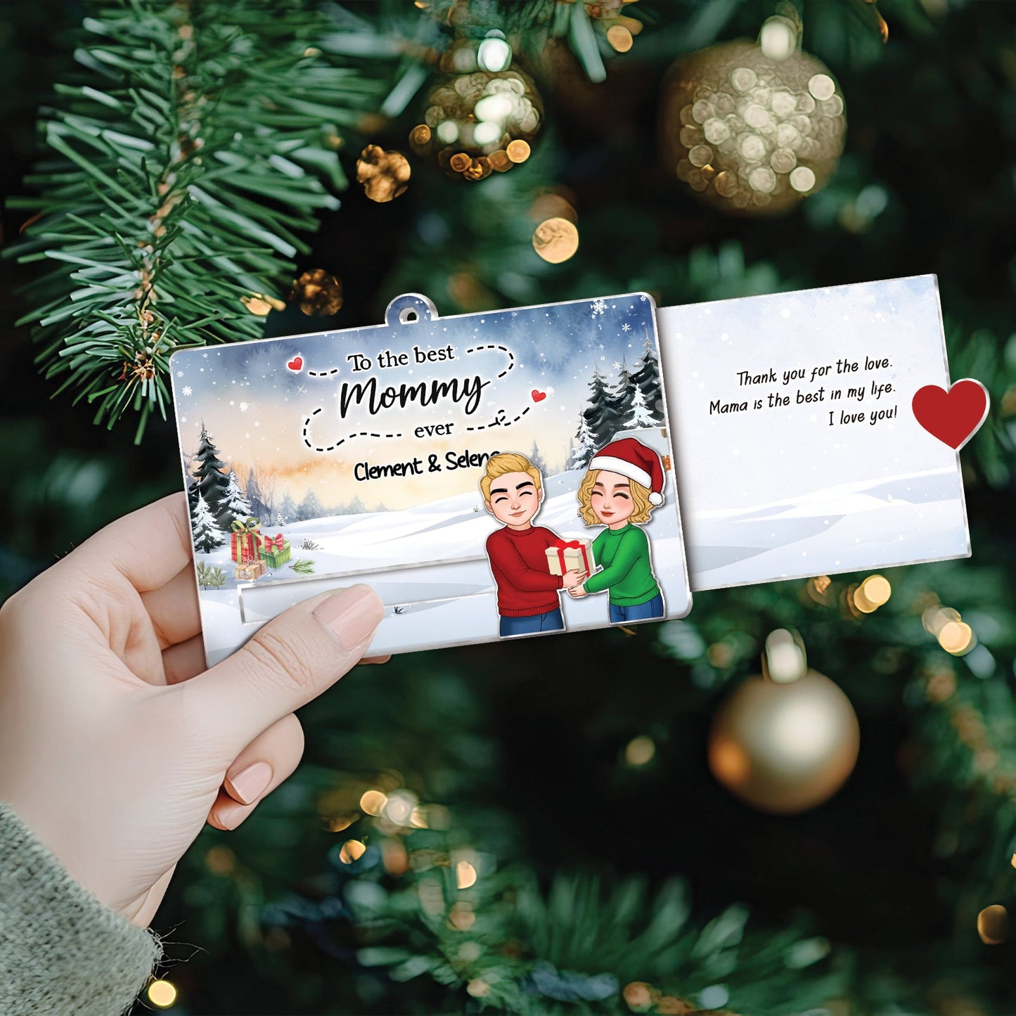 Family - To The Best Grandma Ever - Personalized Acrylic Slider Card Ornament